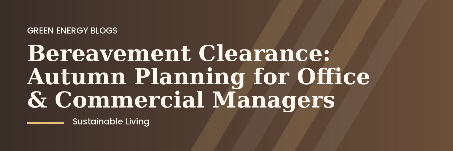 Office manager reviewing a bereavement clearance checklist in an autumn-lit office